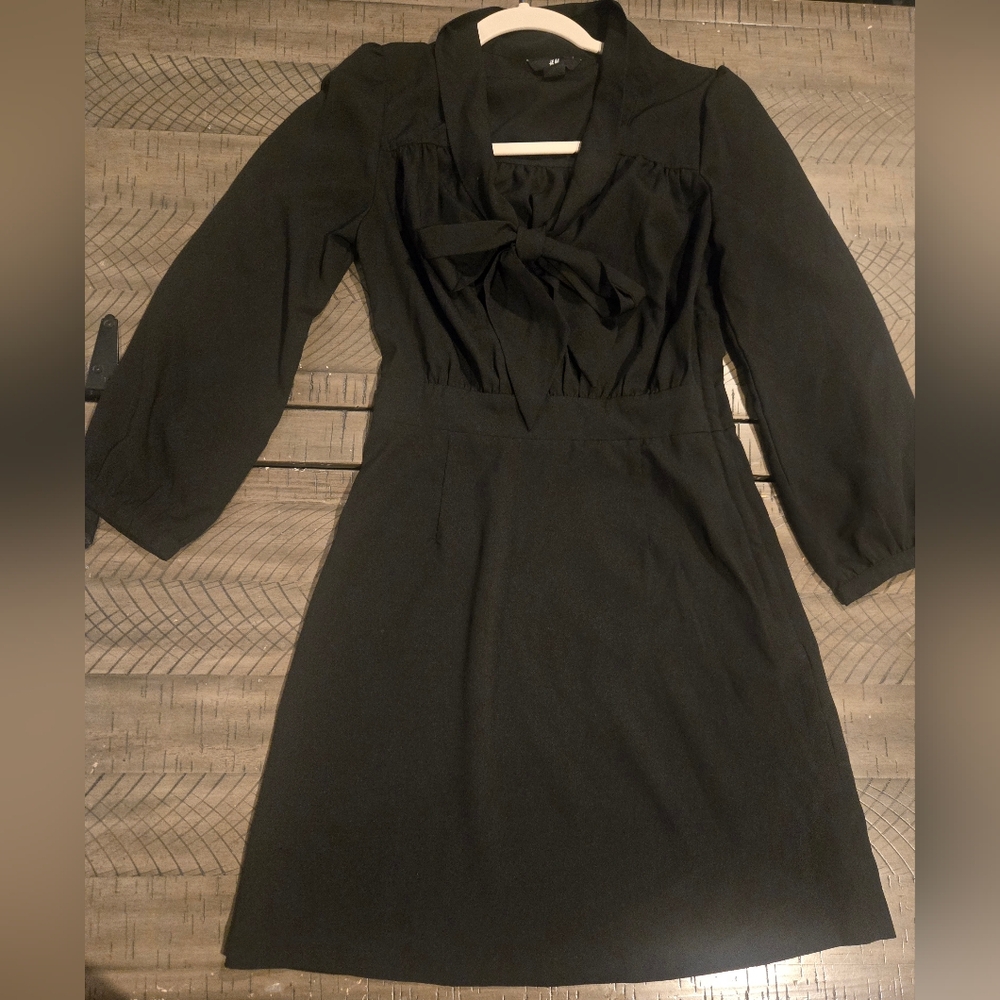 H&M Blue Sheath Dress with Bishop Sleeves and Sailor Collar